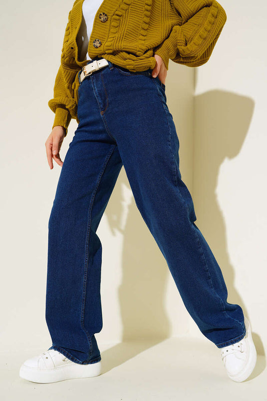 Yüksel Bel Palazzo Pantolon Lacivert