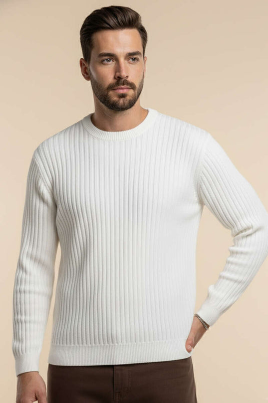 Yumoş Men's Knitted Sweater White