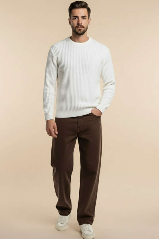 كنزة صوفية بيضاء للرجال من يوموش