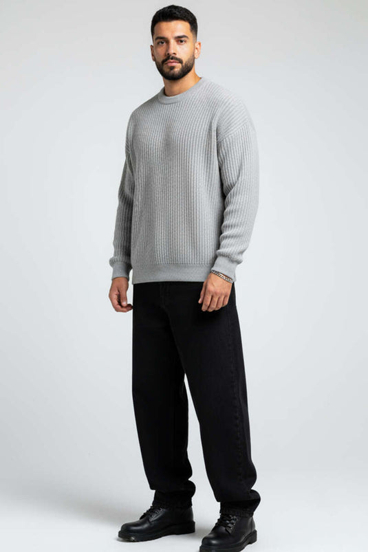 كنزة صوفية رجالية من يوموش، رمادية اللون