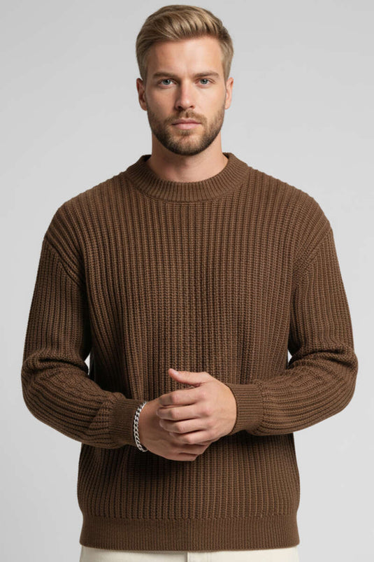 Yumoş Men's Knitted Sweater, Brown