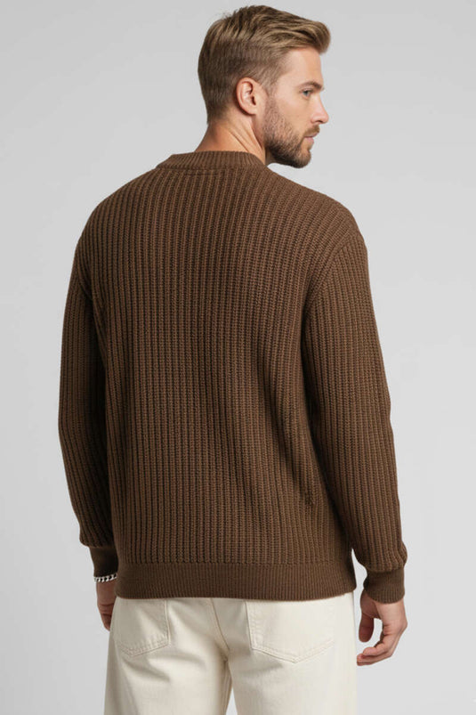 كنزة صوفية رجالية من يوموش، لون بني