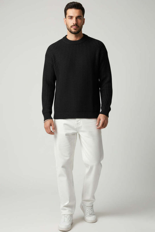 كنزة صوفية رجالية من يوموش، سوداء