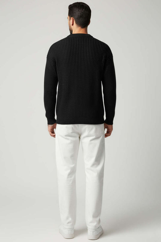 كنزة صوفية رجالية من يوموش، سوداء