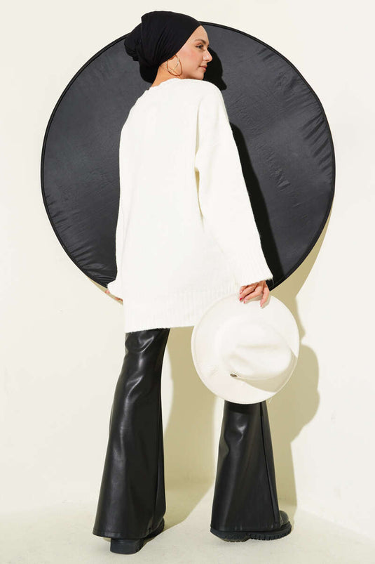 Yumoş Pullover mit weiten Ärmeln, Ecru