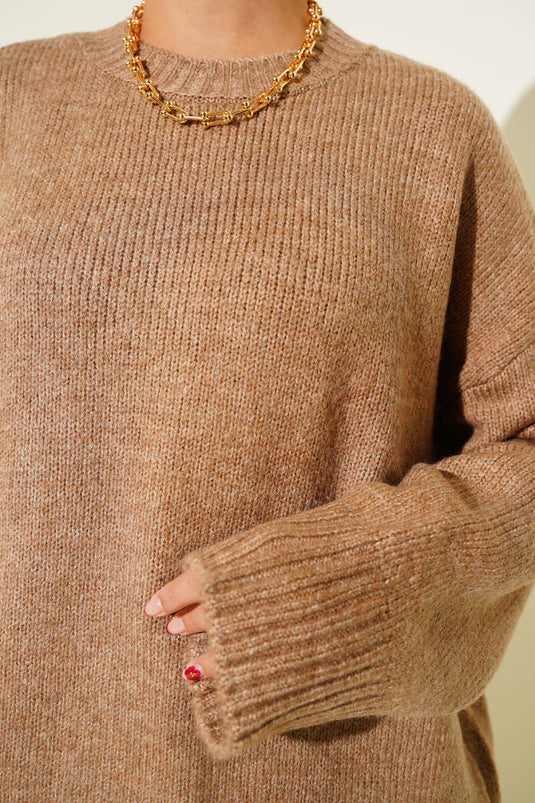 Soft Wide-Sleeved Sweater Latte