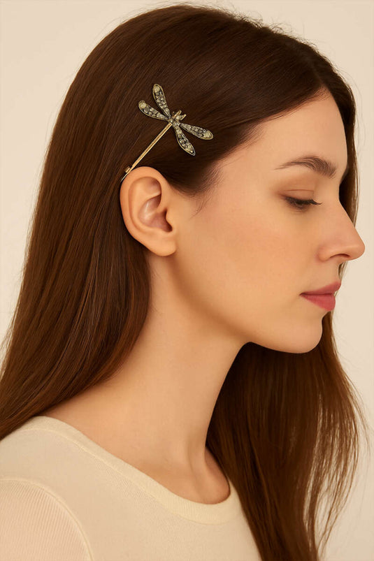 Boucle en fil d'or à motif libellule