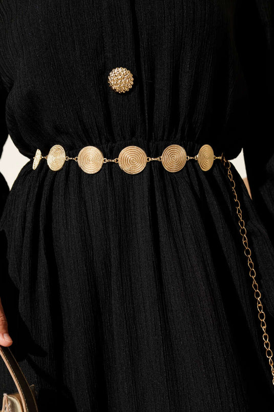 Round Symbol Chain Belt Gold