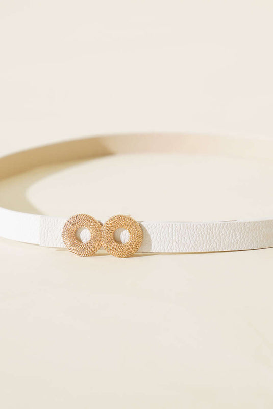 Ceinture fine blanche à boucle ronde