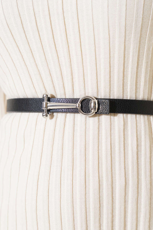 Black Belt With Round Buckle And Silver