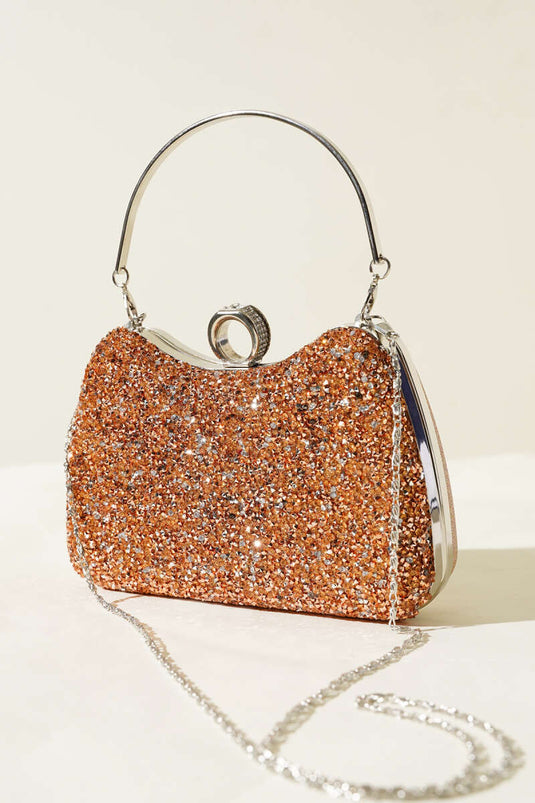 Pochette de soirée avec bague et pierres, cuivre