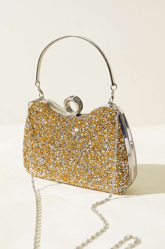 Sac de soirée Ringed Stone jaune et blanc