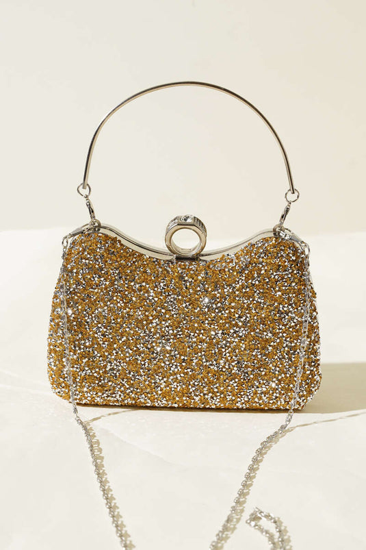 Sac de soirée Ringed Stone jaune et blanc
