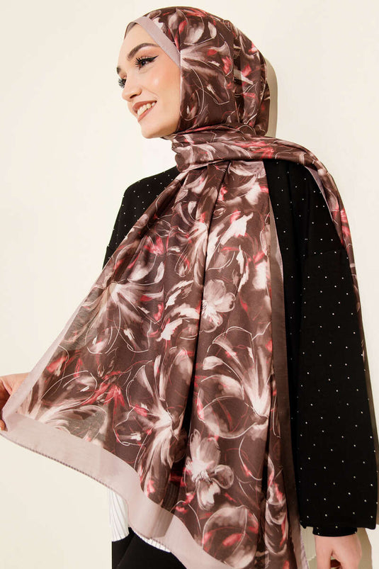 Zambak Muster Weicher Schal Sandbeige