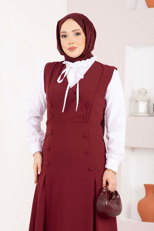 Ensemble double Zarif Chemise & Robe boutonnée Bordeaux