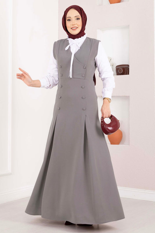 Ensemble duo Zarif Chemise & Robe à boutons Gris