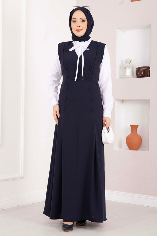 Ensemble double chemise Zarif & robe à boutons bleu marine