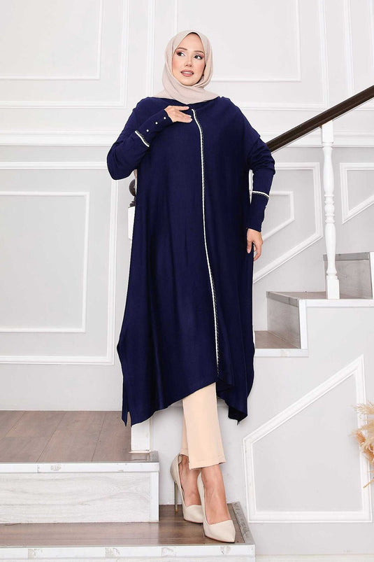 Tunique élégante en maille Mevlana à rayures pailletées couleur saxophone