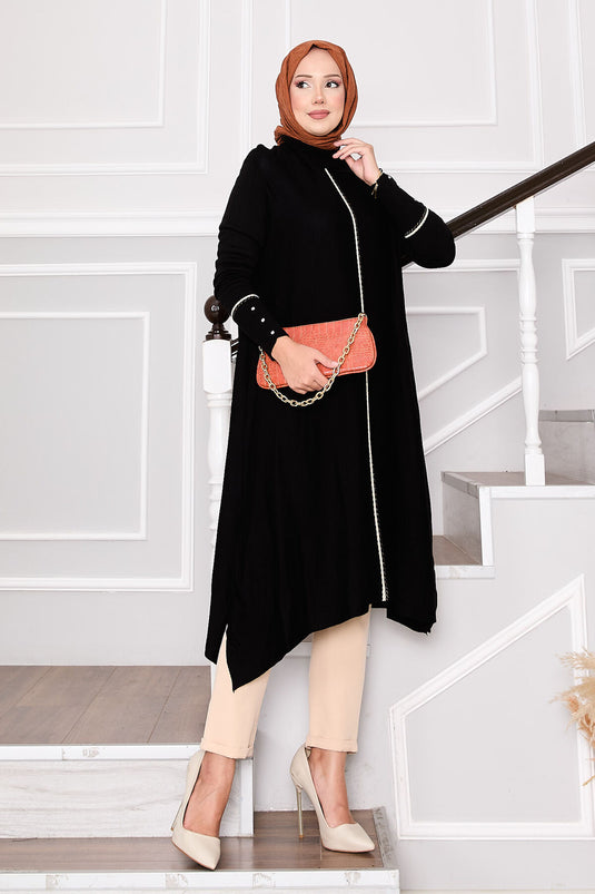 تونيك مولانا المخطط الأنيق باللون الأسود