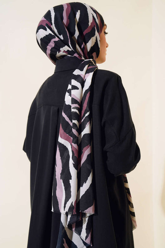 Zebra Desen Cotton Şal Lila