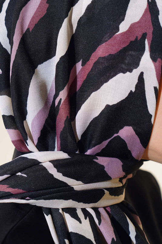 Zebra Desen Cotton Şal Lila