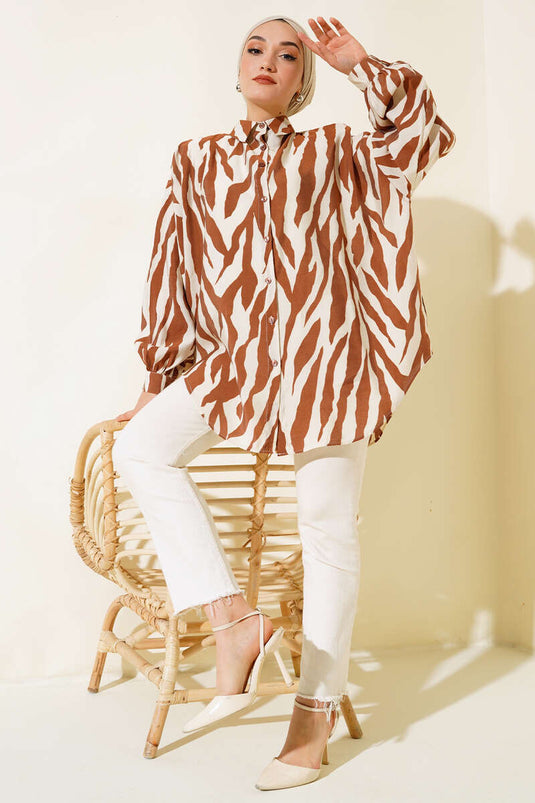 Chemise Motif Zèbre Marron