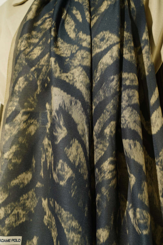 Zebra Desen Şal Kına Yeşili