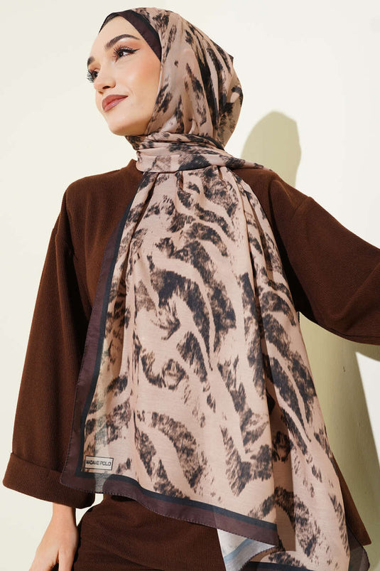 وشاح بنقشة الحمار الوحشي لون لاتيه