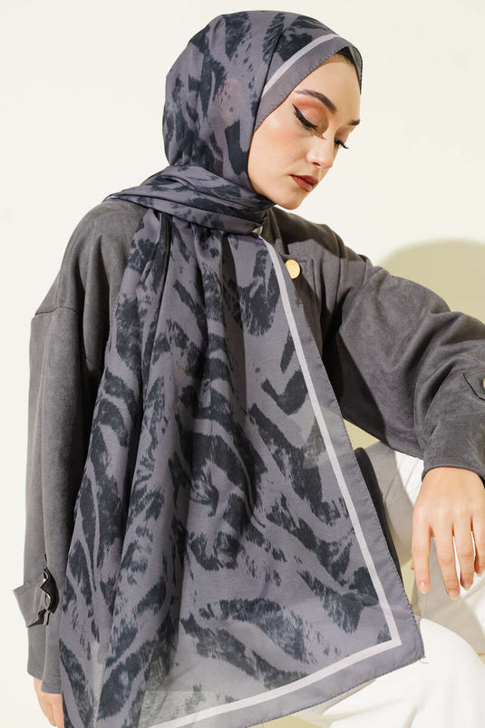 Zebra Desen Şal Vizon