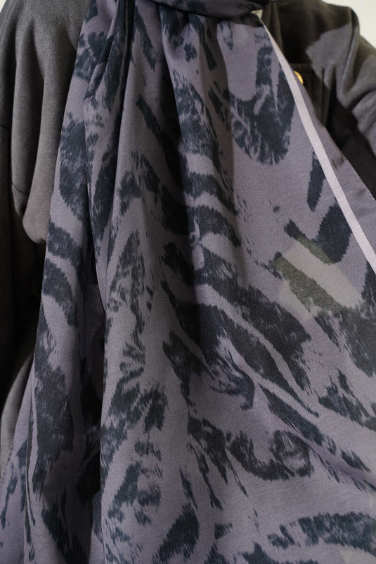 Zebra Desen Şal Vizon