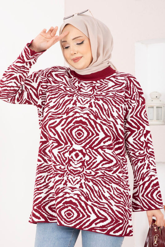Jersey De Rayas De Cebra Burdeos
