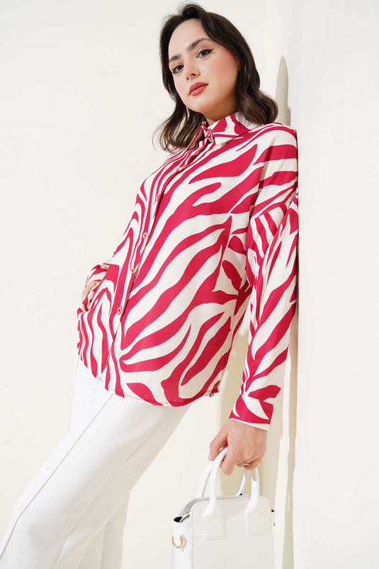 Zebra Patterned Shirt Claret Red