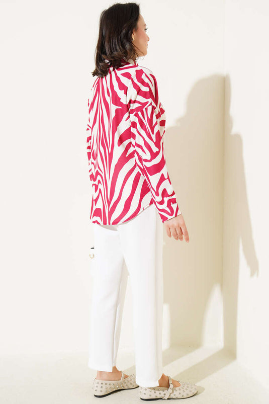 Zebra Patterned Shirt Claret Red