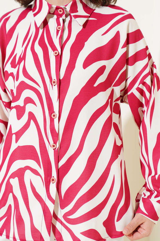 Zebra Patterned Shirt Claret Red