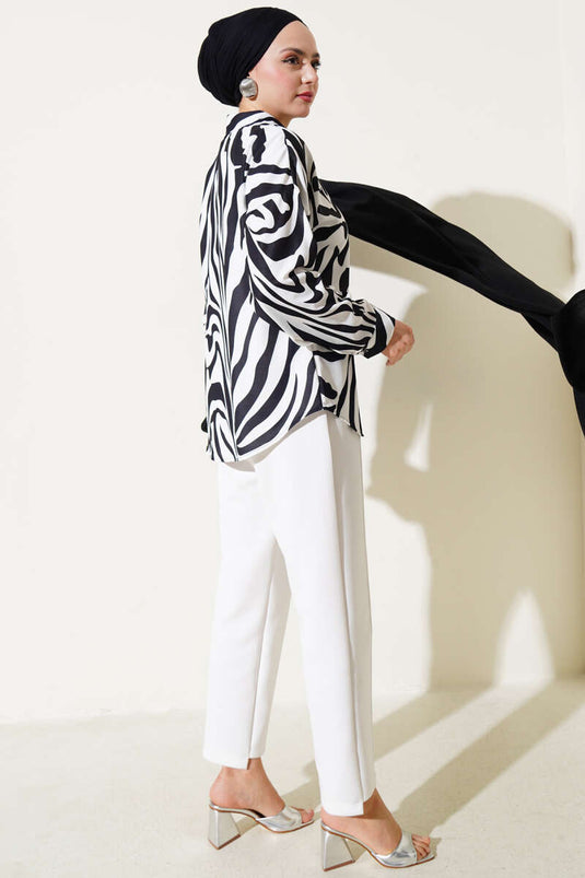 Zebra Patterned Shirt Black