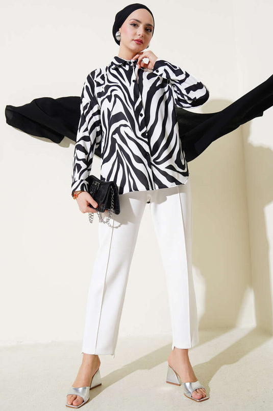 Zebra Patterned Shirt Black