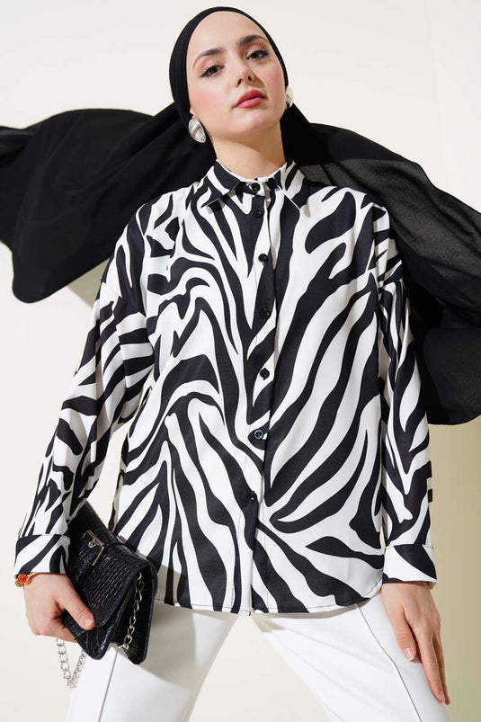 Zebra Patterned Shirt Black