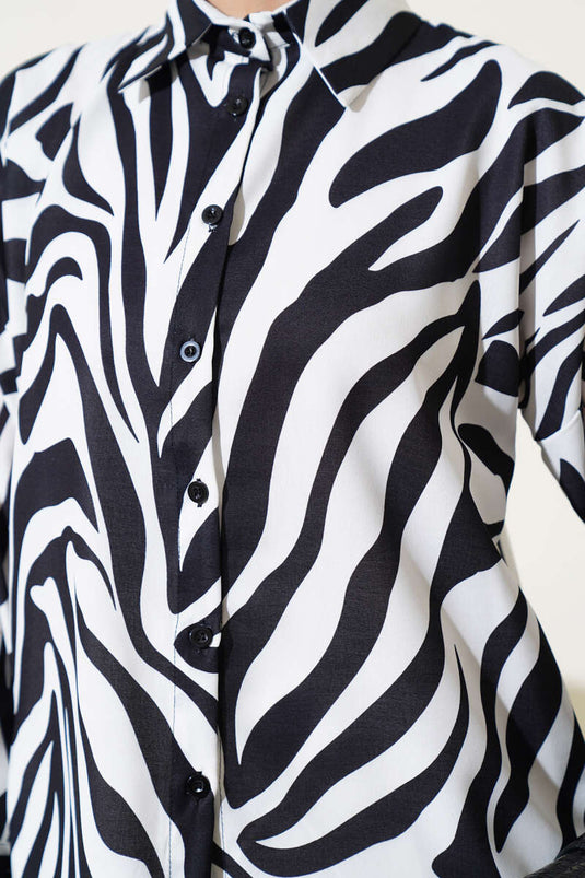 Zebra Patterned Shirt Black