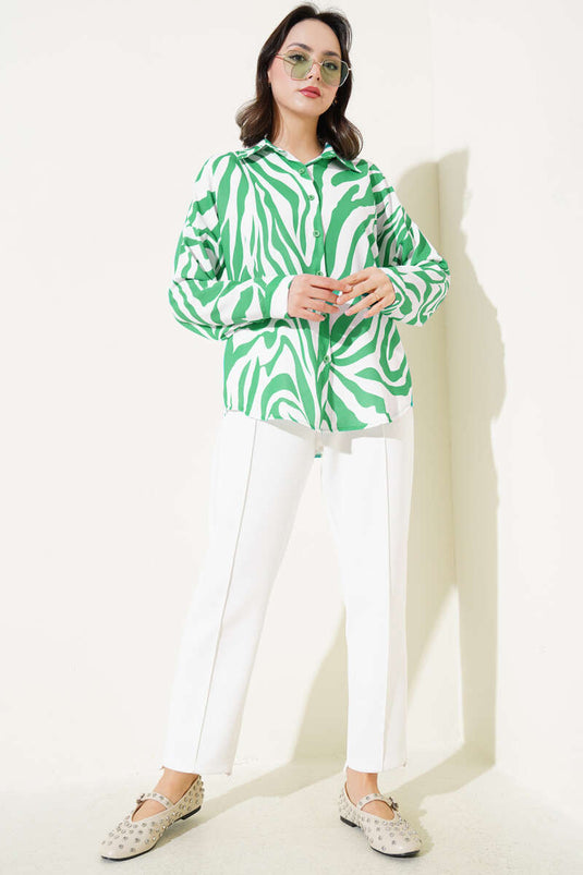 Zebra Patterned Shirt Green