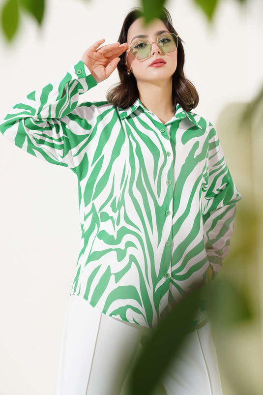 Zebra Patterned Shirt Green