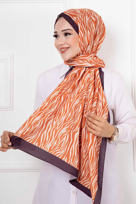 Zebra Patterned Hijab Shawl Dark Brick