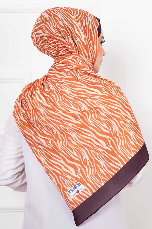 Zebra Patterned Hijab Shawl Dark Brick