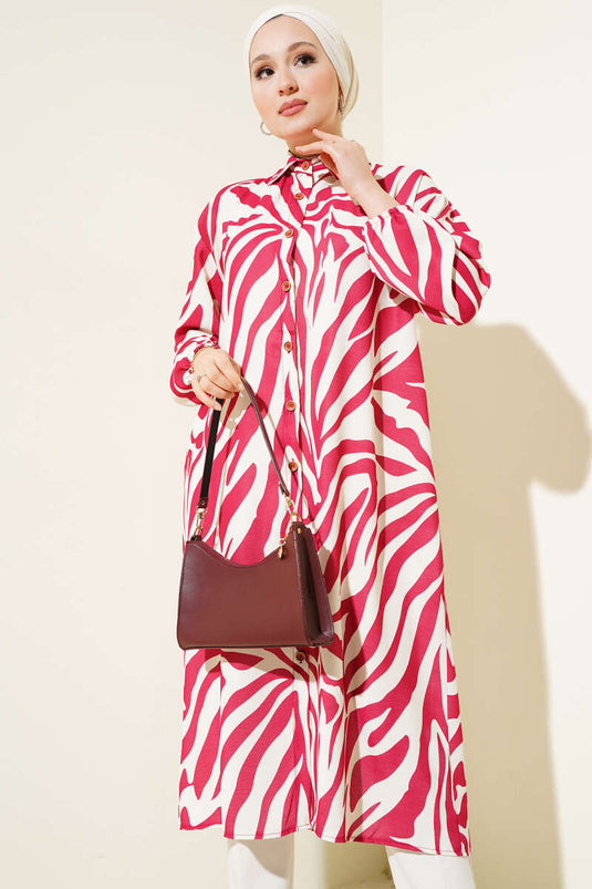 Chemise longue bordeaux à motif zèbre