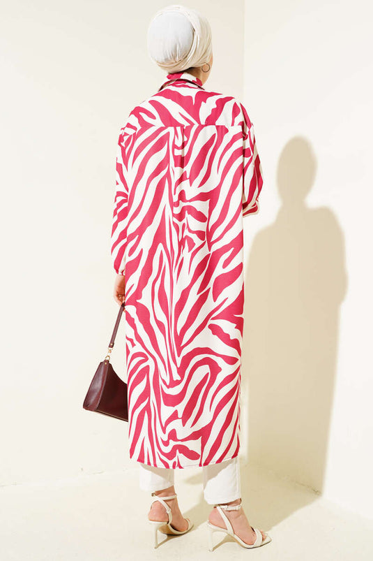 Chemise longue bordeaux à motif zèbre