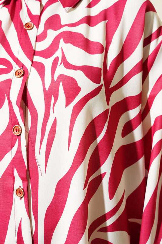 Chemise longue bordeaux à motif zèbre