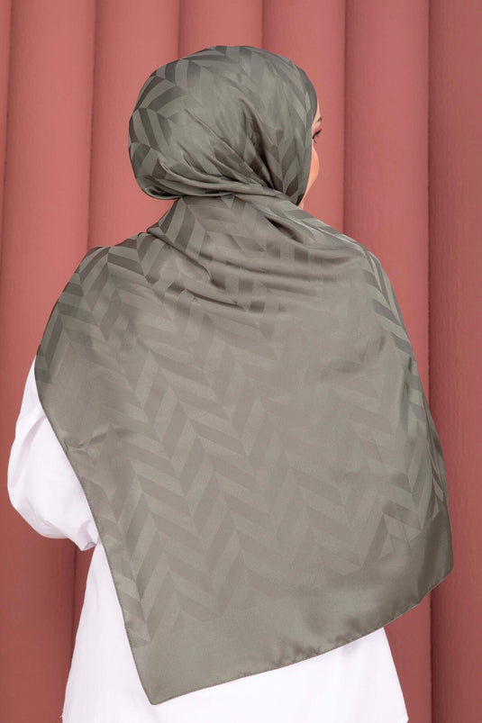 Série d'écharpes jacquard à motif zigzag kaki