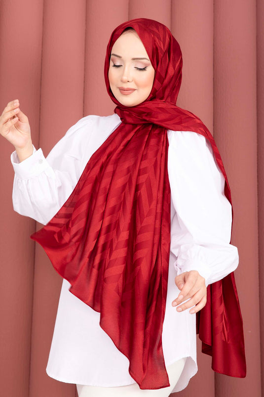 Série d'écharpes jacquard à motif zigzag rouge
