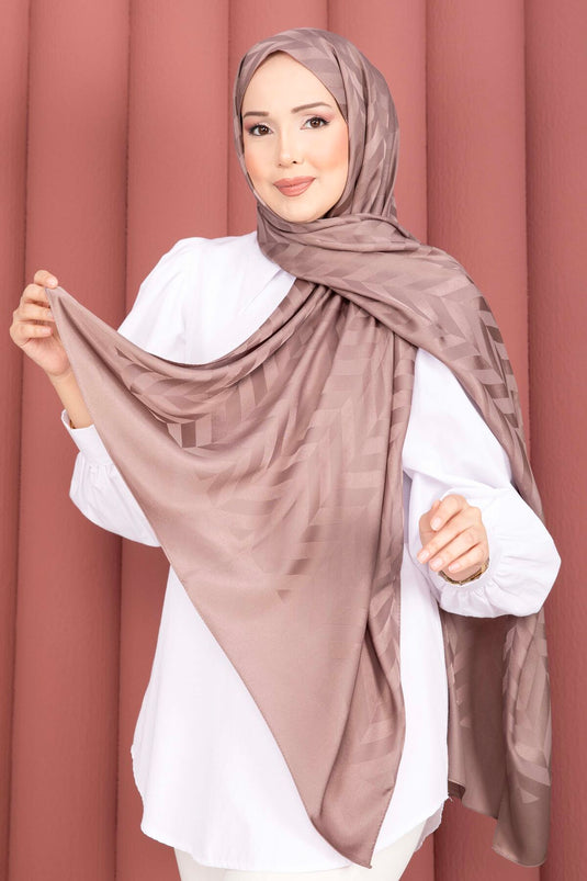 Série d'écharpes jacquard à motif zigzag couleur poudre foncée