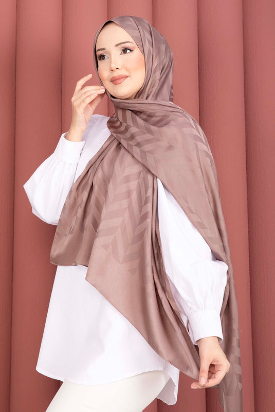 Série d'écharpes jacquard à motif zigzag couleur poudre foncée