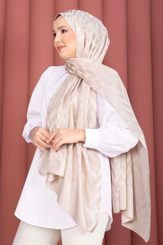 Série d'écharpes jacquard à motif zigzag crème